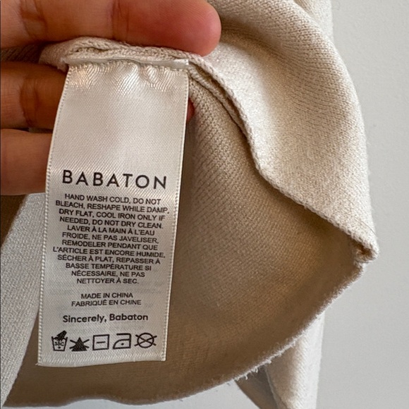 Aritzia babaton ivory cream minimalist sweater sz s preowned - Picture 4 of 11